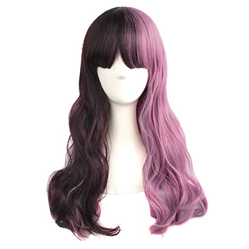 MapofBeauty Pink And Brown Curly Wigs Cosplay Wigs - Pink/Brown
