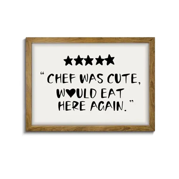 Chef Was Cute Would Eat Here Again - Trendy Kitchen Art, Funny Quotes Wall Art, Guest Check Print, Quirky Home Decor, Framed Kitchen Wall Decor