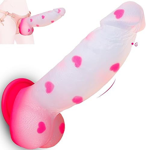 8" Huge Thick Monster Fantasy Dildo - Big Pink Clear Horse Dragon Dildo, Strap on Dildo with Suction Cup, Large Curved Girth Dildos for G Spot Anal, Adult Sex Toys & Games for Women Couples Lesbian