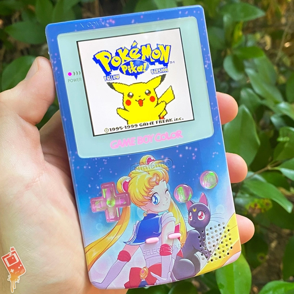 Custom Backlit Nintendo Gameboy Color IPS XL "Artist Series" - Sailor Moon by 8bitAesthetics & Jackie's Gaming Art