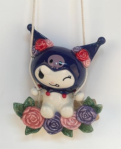 Blue Sky Clayworks Kuromi Loves Springtime Garden Swinger (Hello Kitty and Friends Collection) - 3"D x 6.5"W x 13.75"H - Kuromi