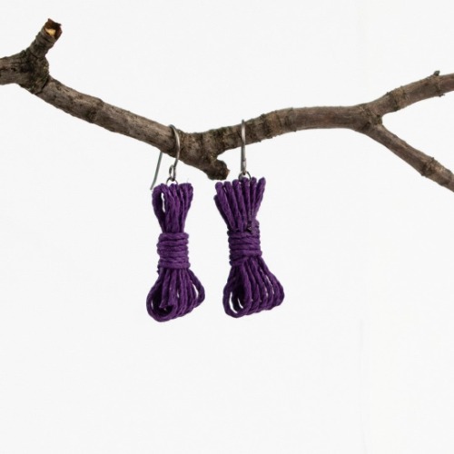 Bondage Rope Earrings - Bondage Earrings - BDSM Earrings - Kink Earrings - Purple
