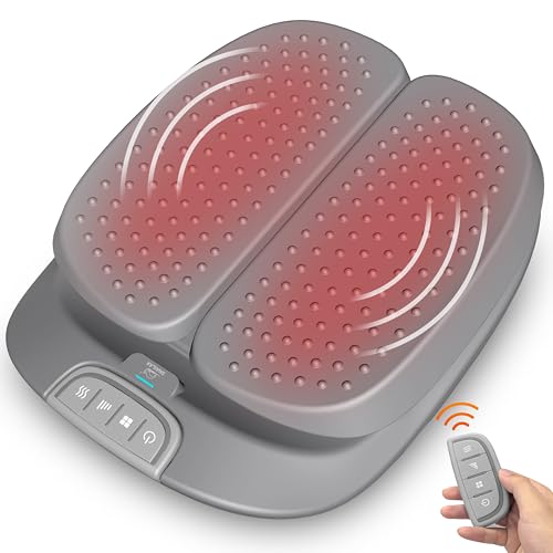 Snailax Vibration Foot Massager with Heat,Remote Control,3 Levels Vibration Intensity & 3 Massage Modes,Electric Deep Tissue Foot Legs Back Massager Machine,Christmas Gifts for Women/Men/Mom/Dad - Grey