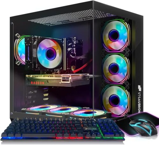 STGAubron Gaming Desktop, Intel Core i7-11700KF up to 5.0G, 32G DDR4, 2T SSD, Radeon RX 6800 XT 16G GDDR6, 600M WiFi, BT 5.0, RGB Fan x 7, RGB Keyboard & Mouse & Mouse Pad, W11H64 - RX 6800 XT 16G GDDR6
