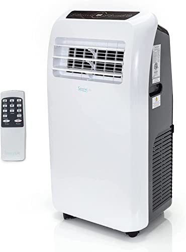 SereneLife SLACHT108 Portable Air Conditioner Compact Home AC Cooling Unit with Built-in Dehumidifier & Fan Modes, Quiet Operation, Includes Window Mount Kit, 10,000 BTU + Heat- White - 10,000 BTU + HEAT - White