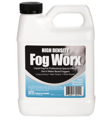 FogWorx Extreme High Density Fog Juice - Long Lasting, High Output, Odorless Water Based Machine Fluid - 1 Quart, 32 Ounces for 400 to 1500 Watt Machines - HD Quart