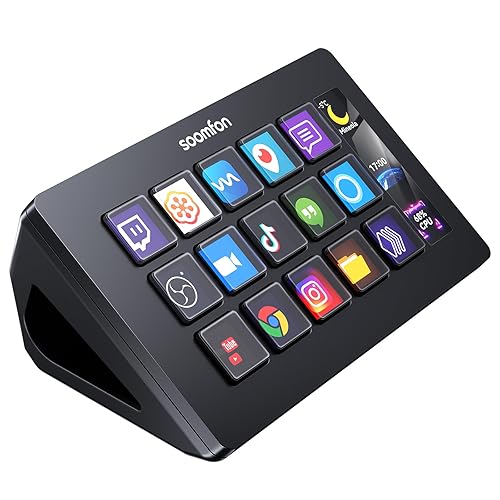 Stream Controller - SOOMFON Stream Control Deck with 15 LCD Macro Keys Customizable to Trigger Actions in OBS Twitch YouTube Compatible with PC & Mac for Content Creators Streaming Gaming