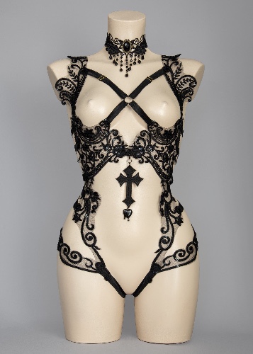 TENEBRAE - Gothic Black Lace Bodycage | U.K. 4-6/US 0-4