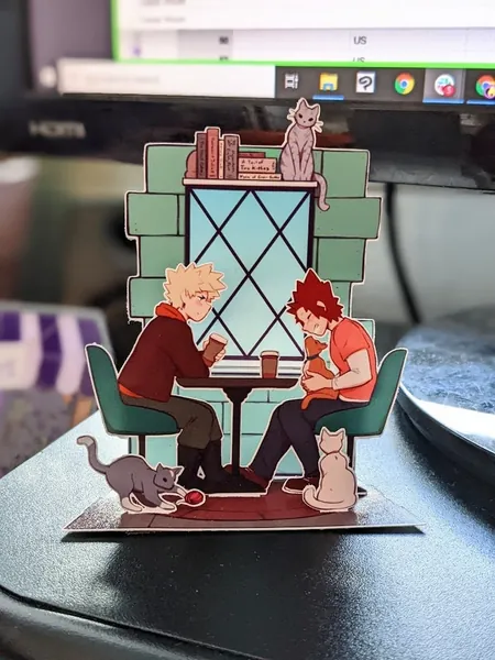 KiriBaku Cat Cafe Date - Standee/Paper Craft