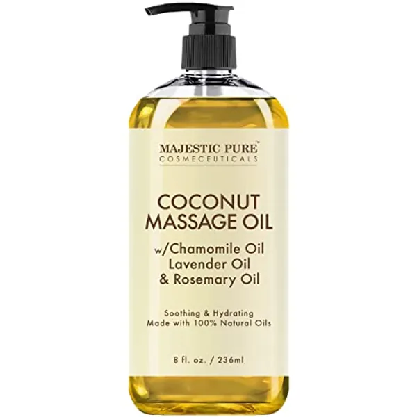 MAJESTIC PURE Coconut Massage Oil - Ultra-Glide Formula with Soothing Aroma -Made with Natural Oils - All Skin Types, Men & Women - 8 fl oz