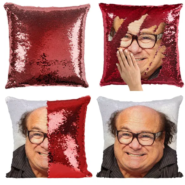 Plenty Dreams Danny Devito Kissenbezug mit Pailletten, wendbar, für Geburtstag, Weihnachten und Flitterwochen