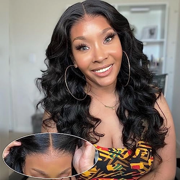 Glueless Wigs Human Hair Pre Plucked Wear and Go Glueless Wig for Beginners Body Wave Lace Front Wigs for Black Women Upgraded No Glue Ready To Wear 4x4 Lace Pre Cut Wig 16 Inch