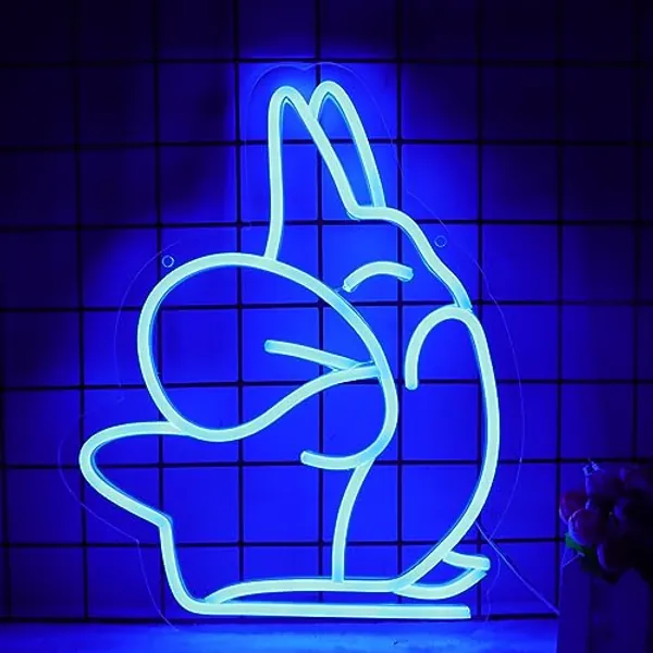 Pinlangdou Chinchilla Neon Sign Ghibli neon light My Neighbor Totoro Decor for Bedroom Girls Boys Room Cute Gifts Kids Wall Art Decor Blue Light up Signs 14 * 12 In