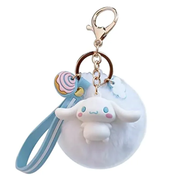 Tonsamvo Cute Pom Pom Keychain Kawaii Anime Key chain for Backpack Decoration Birthday Gift Keychains for Women Girls