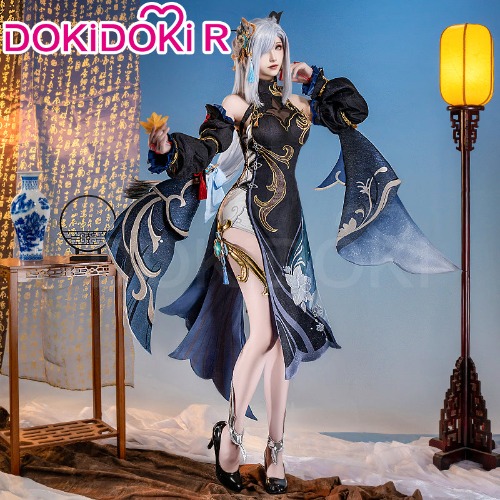 【Size S-3XL】DokiDoki-R Game Genshin Impact Cosplay Shenhe Costume Shen He Lantern Rite | Costume Only-2XL PRESALE