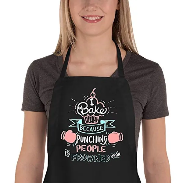 Saukore Funny Baking Aprons for Women Men, Cute Baking Gifts for Bakers, Kitchen Cooking Aprons with 2 Pockets - Birthday Housewarming Mother's Day Gifts for Mom Wife Husband Sister Girlfriend Grandma