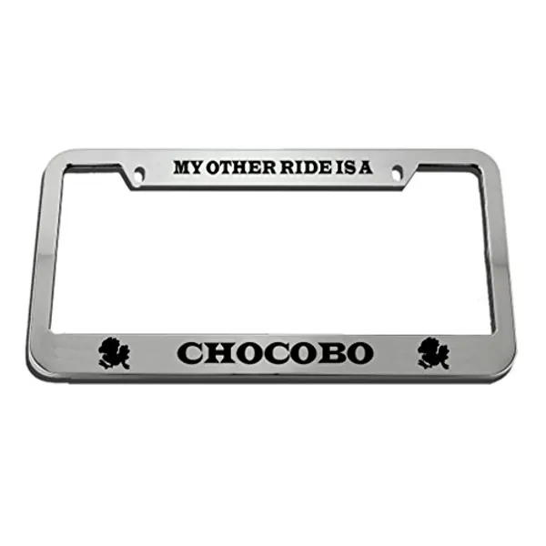 Speedy Pros My Other Ride is A Chocobo Zinc Metal License Plate Frame Car Auto Tag Holder - Chrome 2 Holes