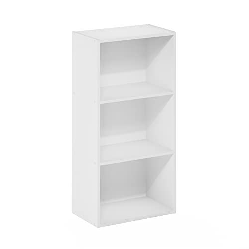 Furinno Luder 3-Tier Open Shelf Bookcase, White - White - 3-Tier