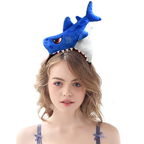 HODRME Plush Animal Ears and Horns Headband-Halloween Christmas Festival Theme Party Animal Cosplay Costume Headbands - Shark
