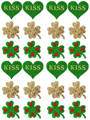 12 Pairs St. Patrick's Day Nipple Covers Pasties Green Shamrock Nipple Breast Covers Disposable Breast Pasties Self-Adhesive Irish Glitter Pasties Holiday Festival Invisible Bras for Women Girls - 