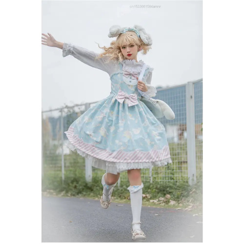 Fairy-Kei Sanrio Lolita Dress for Kawaii Princesses - Blue Cinnamoroll Dress / L