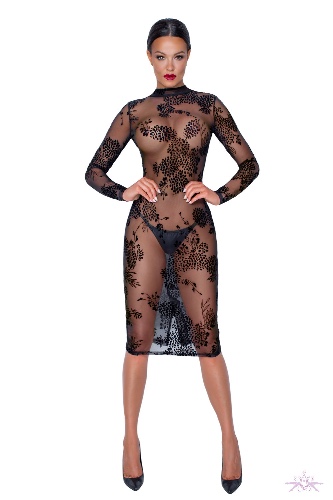 Noir Handmade Long Sleeved Tulle Dress | Large (UK 12 EU 40) / Black