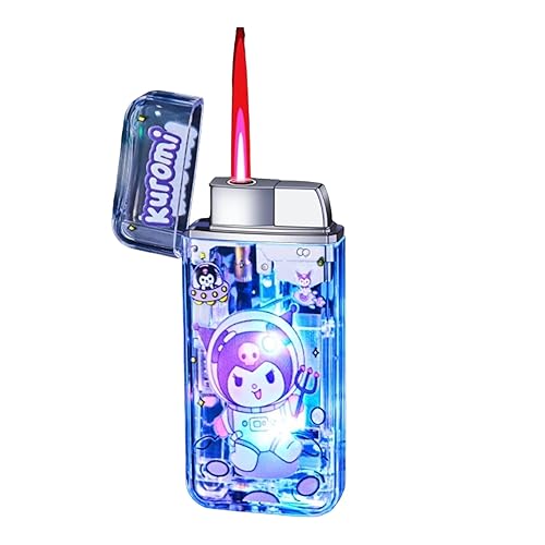 NIVEK LED Light Up Cool Transparent Lighter Glow in The Dark Illumination Kitty KT Cat Melody Kulomi Japanese Character Kawaii Pink Flame