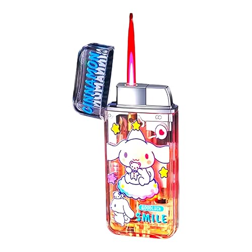 NIVEK Light Up Glow in The Dark Lighter Kitty KT Cat Melody Kulomi Japanese Character Kawaii Pink Flame Jet Torch Refillable Gift Novelty (Cinnamon)