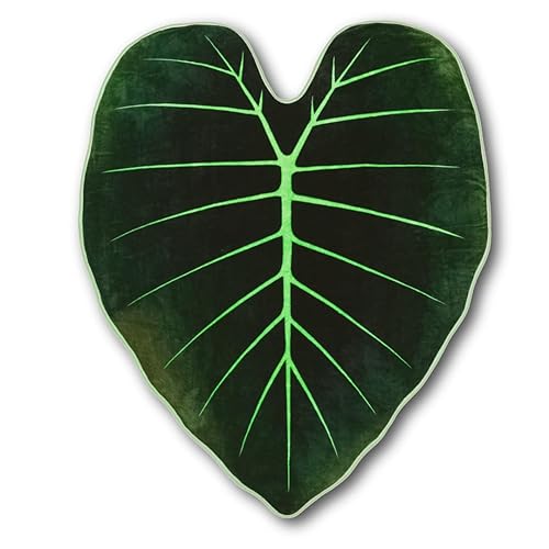 Green Philosophy Co. Regal Shield Alocasia Giant Leaf Shaped Blanket Monstera Flannel Throw Soft Cozy Breathable Lightweight and Decorative Leaves Design Gift for Plant Lovers Bed Sofa and Couch - Regal Shield Alocasia