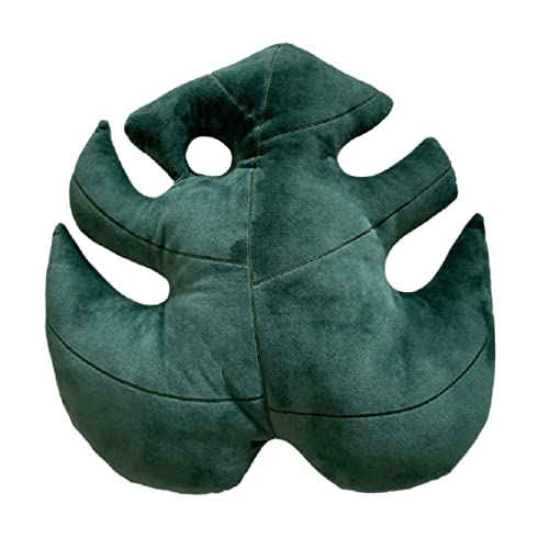 Green Philosophy Co. Plush Leaf Pillow 3D Accent Monstera Deliciosa Deep Forest Throw Pillow for Couch Sofa Living Room Home Decor Gift for Plant Lovers, Garden Lovers, Green Thumb Family & Friends - Monstera Deliciosa Deep Forest