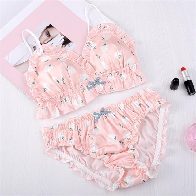 Sweet Peach Lingerie Set - strawberry / M (A or B Cup)