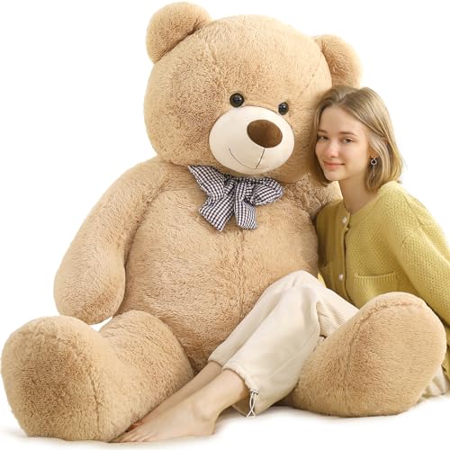 Toys Studio Giant Teddy Bear, 59 inch Big Brown Stuffed Animal Life Size Plush Bear Toy Gift for Girlfriend Kids Christmas Birthday Valentines Day - Light Brown - 59 inch