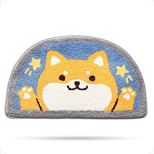 Animal Bathroom Rug Cute Bath Mat, Plush Microfiber Soft Shower Rug Non-Slip Bath Rug Water Absorbent Thick Shaggy Floor Mats, Machine Washable, Shiba Inu, 17.7" x 29.5" - 17.7" x 29.5" - 1.shiba Inu