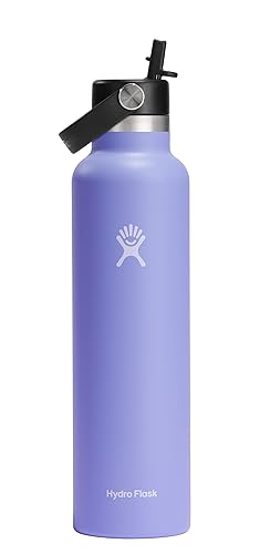 Hydro Flask 24 Oz Stainless Steel Standard Mouth Water Bottle with Flex Straw Cap and Double-Wall Vacuum Insulation - Lupine