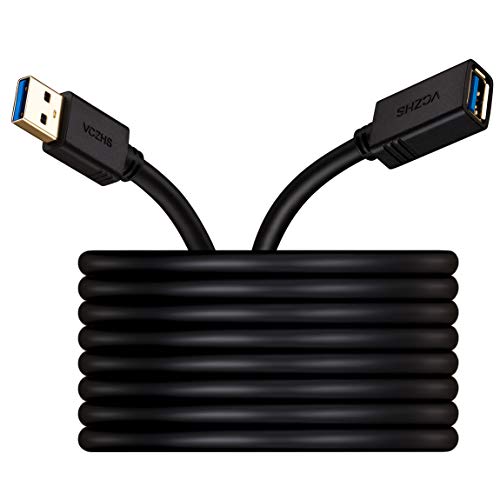VCZHS USB Extension Cable 20 ft - USB 3.0 Extension Cable USB Male to Female Extension Cable for USB Flash Drive, Card Reader, Hard Drive, Keyboard,Mouse,Playstation, Xbox, Printer, Webcam - 20ft - Black