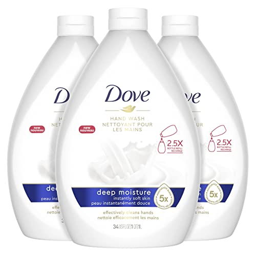 Dove Advanced Care Hand Wash Deep Moisture Pack of 3 for Soft, Smooth Skin More Moisturizers Than The Leading Ordinary Hand Soap, 34 oz - 34 Fl Oz (Pack of 3) - Deep Moisture