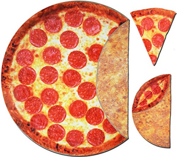 Pizza Blanket Pepperoni Fleece 60" Thick 300 GSM Extra Soft 2 Design Double Print with Crust Calzone Adult and Children Throw Blanket Bedroom Blanket - 60 Inches