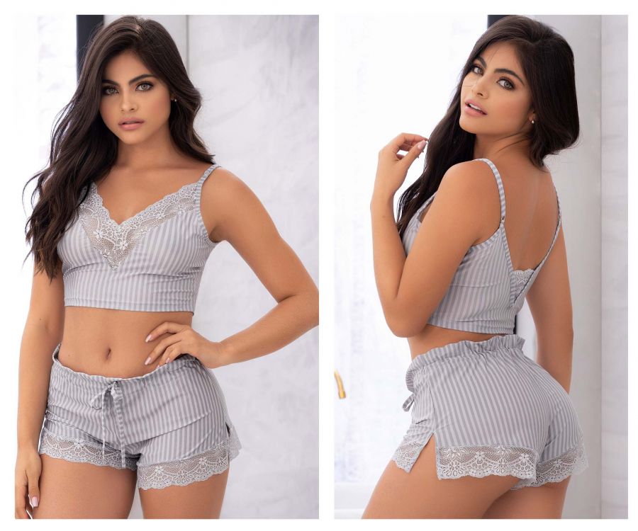 Mapale 7394 Two Piece Pajama Set. Top and Shorts Color Gray - L / Gray