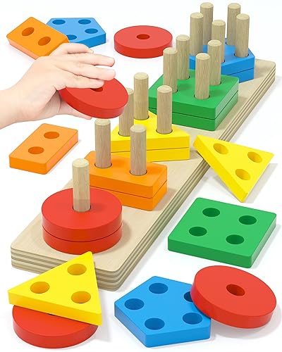 Yetonamr Montessori Toys for 1 2 3 Years Old Boys Girls Birthday Gifts, Wooden Sensory Toys for Ages 2-4 Toddlers Kids Baby, Toddler Stocking Stuffers Learning Toy Activities Puzzles Ages 1-3