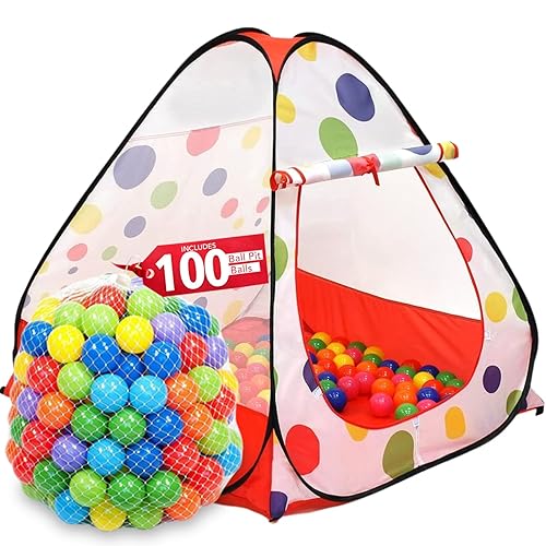 Kiddey Kids Ball Pit Play Tent - 100 Ball Pit Balls Included - Pops up No Assembly Required - Use as a Ball Pit or As an Indoor/Outdoor Play Tent, (Ball Pit with Balls) - Ball Pit with 100 Balls