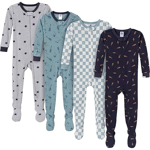 Gerber Baby Boys' 4-Pack Footed Pajamas - 12 Months - Music
