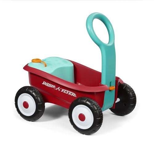 Radio Flyer Bubble Buddy Walker Wagon, Bubble Machine for Kids, Red Baby Walker with Wheels for Ages 1-4