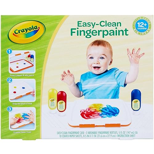 Crayola Washable Finger Paint Station, Less Mess Finger Paints for Toddlers, Sensory Toy, Toddler Activity, Holiday Gift for Toddlers - Fingerpaint