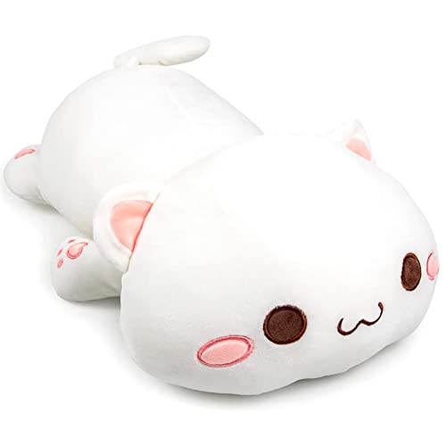Wego Gift Cute Kitten Plush Toy Stuffed Animal Pet Kitty Soft Anime Kawaii Cat Plush Pillow for Kids (White, 12") - White - 12 inch