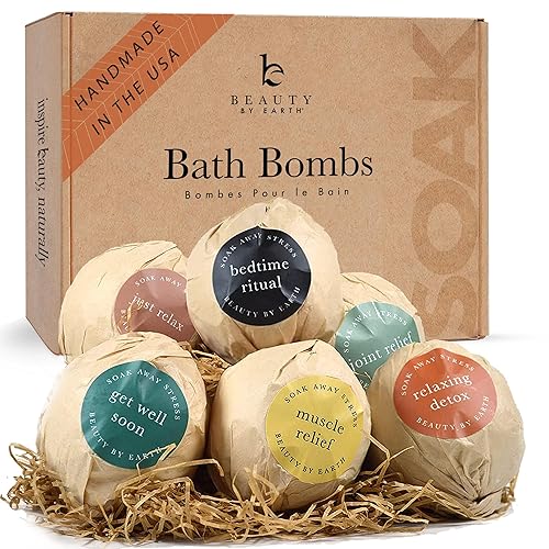 Bath Bomb Gift Set - 6pcs XL USA Made with Natural & Organic Ingredients Bath Bombs for Women & Men, Relaxing Valentines Day, Birthday and Spa Gifts for Women and Mom, Kids Gift Ideas