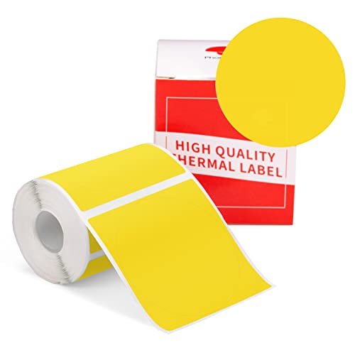 Phomemo Circle Label for M110/M110S/M120/M200/M220 Label Maker, 1.96" x 1.96"（50x50 mm）Round Thermal Label for Barcode Label, DIY Logo Design, Black on Yellow - Yellow - 1.96" x 1.96"
