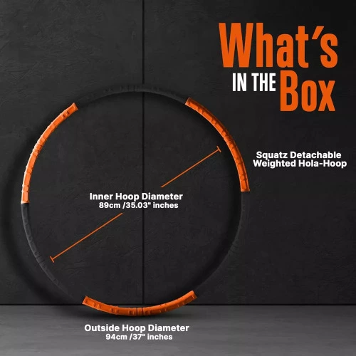 SQUATZ Exercise Weighted Hula Hoop for Adults Weight Loss - Black , Orange