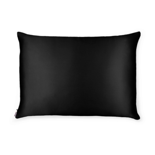 Black Silk Pillowcase - Queen Size - Zippered - Ready To Ship Now | Standard / Queen (50cm x 70cm)