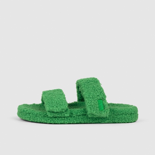 Green Two Strap Sherpa Slide | 42-43