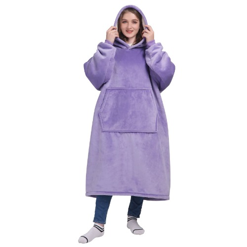 Waitu Wearable Blanket Sweatshirt Gifts for Women and Men, Sherpa Wearable Blanket Adult, Oversized Blanket Hoodie, Thick Sherpa Blanket with Sleeves and Pocket, Warmest Body Blanket Robe - Purple - Sherpa Purple Adult